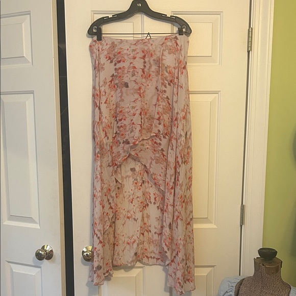 All Saints Dresses & Skirts - All Saints High Low Floral Skirt - Pink and Orange